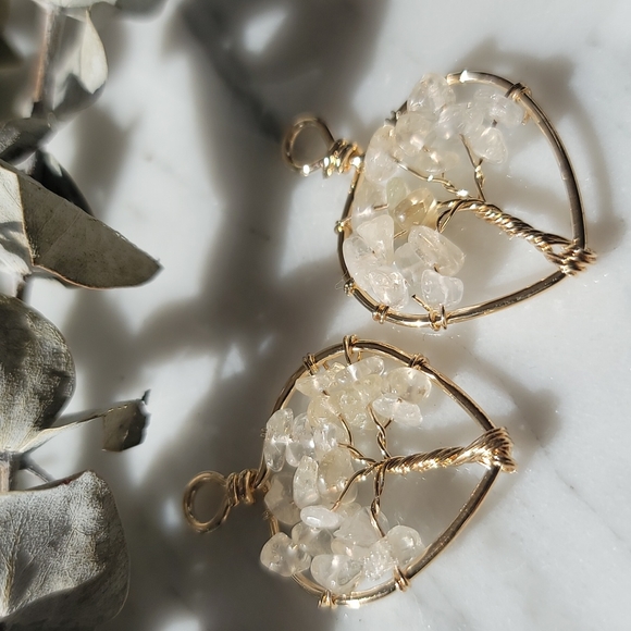 Citrine Gravel Stone Tree of Life Pendant - Picture 4 of 7